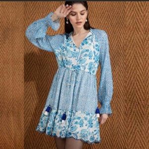 Hemant & Nandita blue tassel dress
